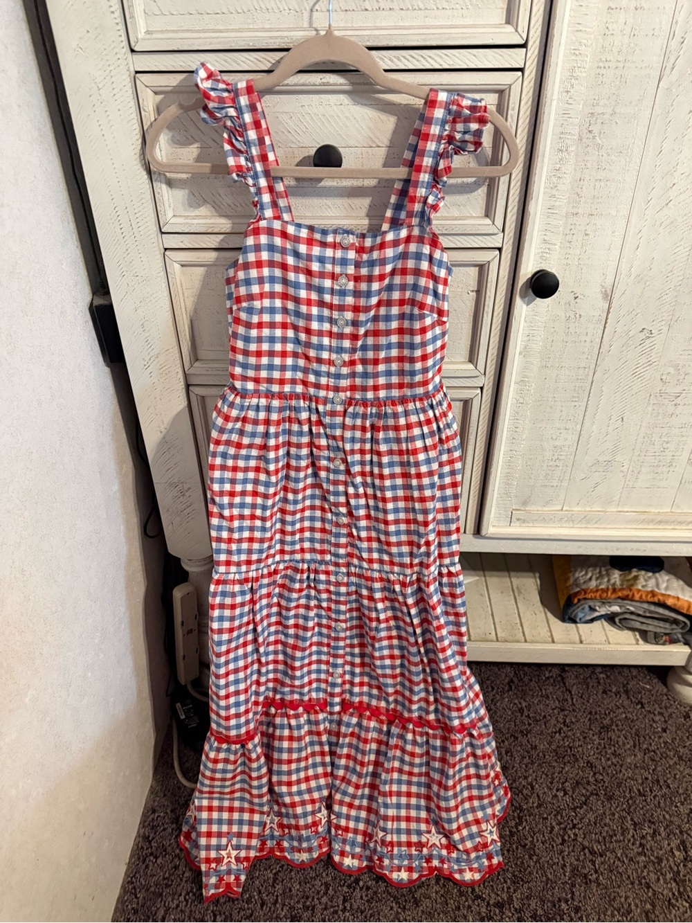 C&C California Red, White & Blue Gingham Maxi Dress